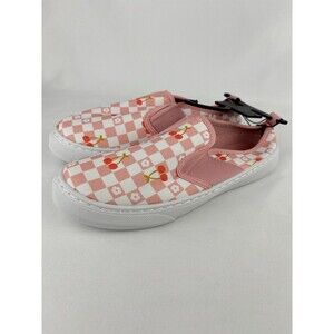 Women’s Sole Mates Pink White Checkered & Cherry Slip On Shoes Size 9‎ New!